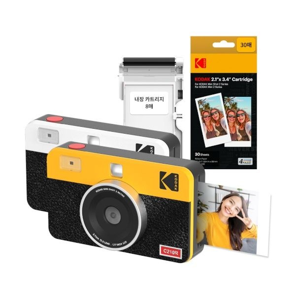 KODAK 휴대용 즉석카메라 포토프린터 미니샷2 레트로 C210R 핸드폰 사진인화기+카트리지 38매 4092177