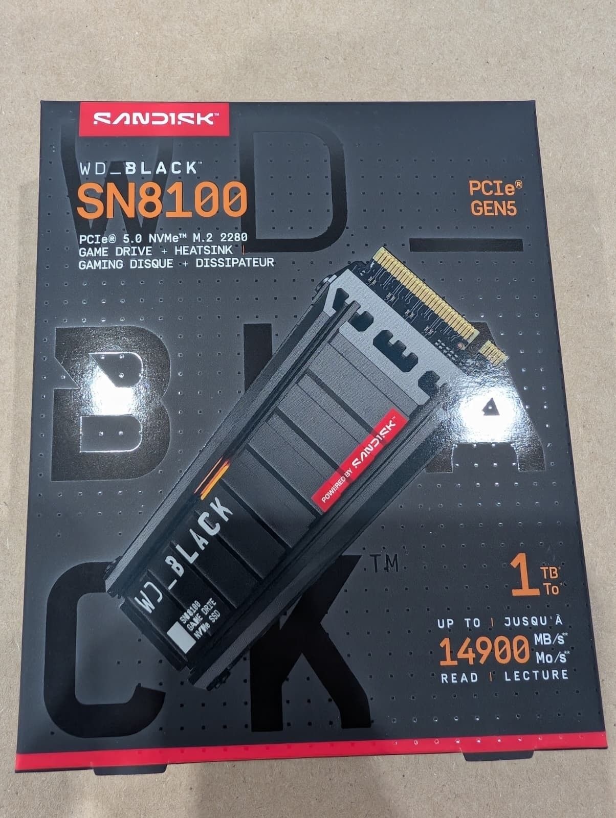 웨스턴 디지털 / WD_블랙 SN8100 1TB NVMe SSD 솔리드 스테이트 드라이브[세금포함] [정품] w/ Heatsink PCIe Gen5 M.2 2280 - WDS100