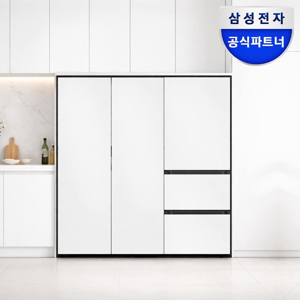 삼성전자 비스포크 냉장고 1도어+3도어 김치냉장고세트 RR40C7905AP+RZ34C7905AP+RQ33DB74D2AP 키친핏 1069L 대용량 화이트