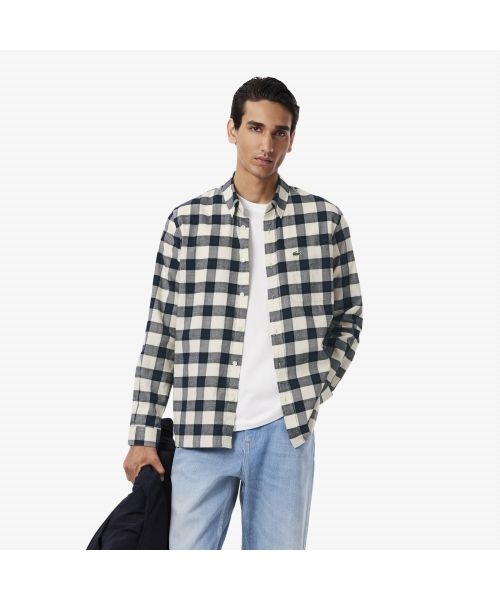 라코스테 LACOSTE 남성 플란넬 빅체크 셔츠 CH8534-55N BIR