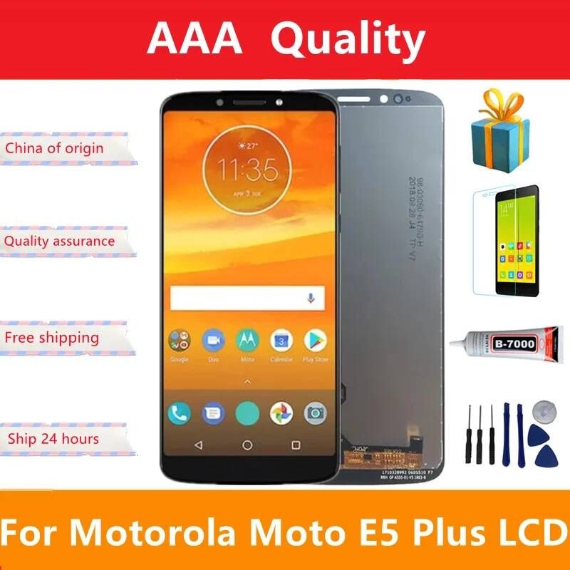 [해외] 모토로라 모토 E5 플러스 LCD XT1924 디스플레이 터치 스크린 디지타이저 어셈블리 교체 프레임 포함 6.0 인치