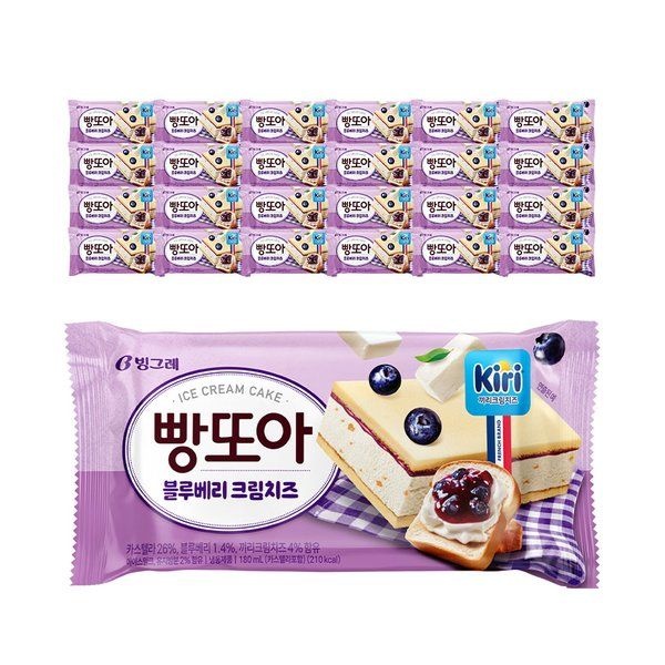 빙그레 빵또아 블루베리크림치즈 24개 아이스크림