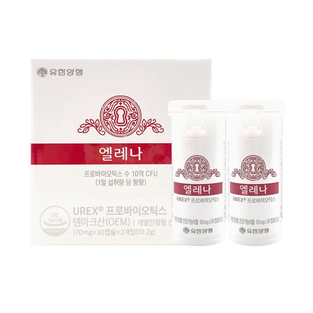 엘레나 이아치 유한양행 엘레나 UREX 프로바이오틱스 170mg 60캡슐 x 2박스