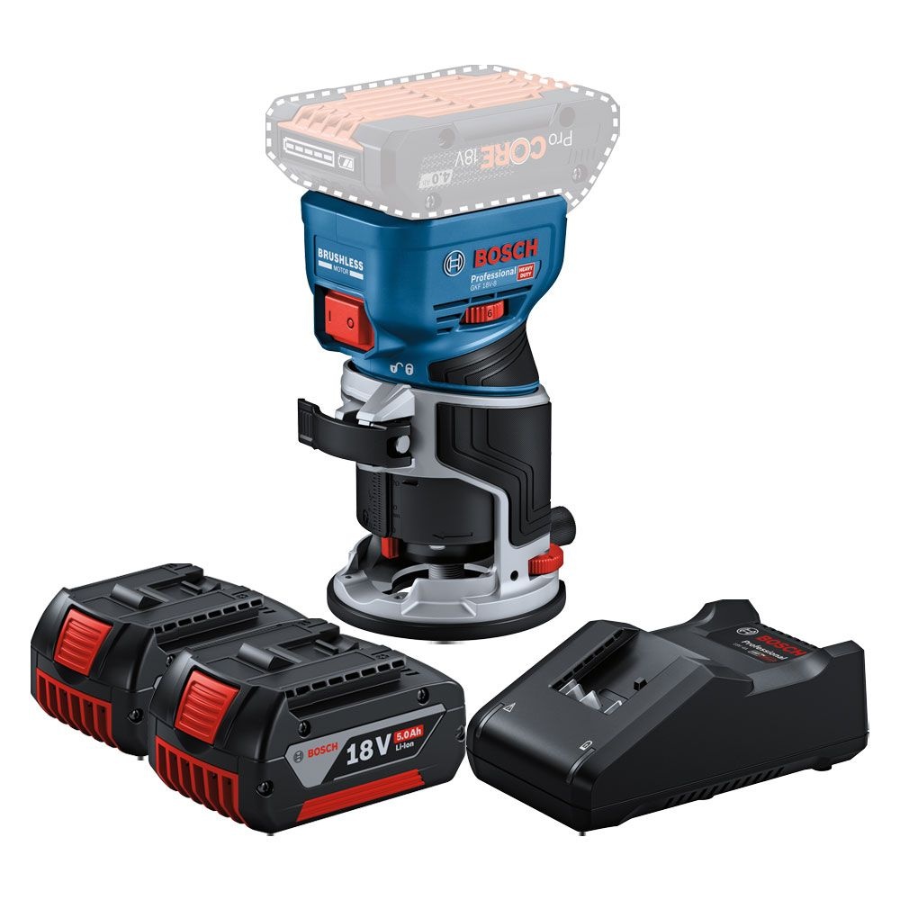 보쉬 GKF18V-8 충전 루터 트리머 18V 5.0Ah 배터리 2개 세트