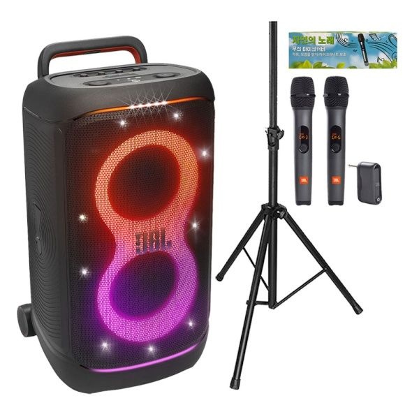 UnKnown JBL 스피커 세트 블루투스 JBLPARTYBOX520 400와트 + 2채널 무선마이크 AS3 KANALS ST-206 스피커스탠드 +위생커버100장 4095877