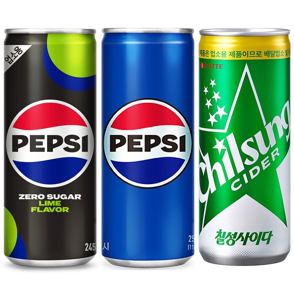 [온누리상품] 롯데칠성 펩시 콜라 245ml 30캔 외 제로슈거 라임 칠성사이다 업소용 탄산음료