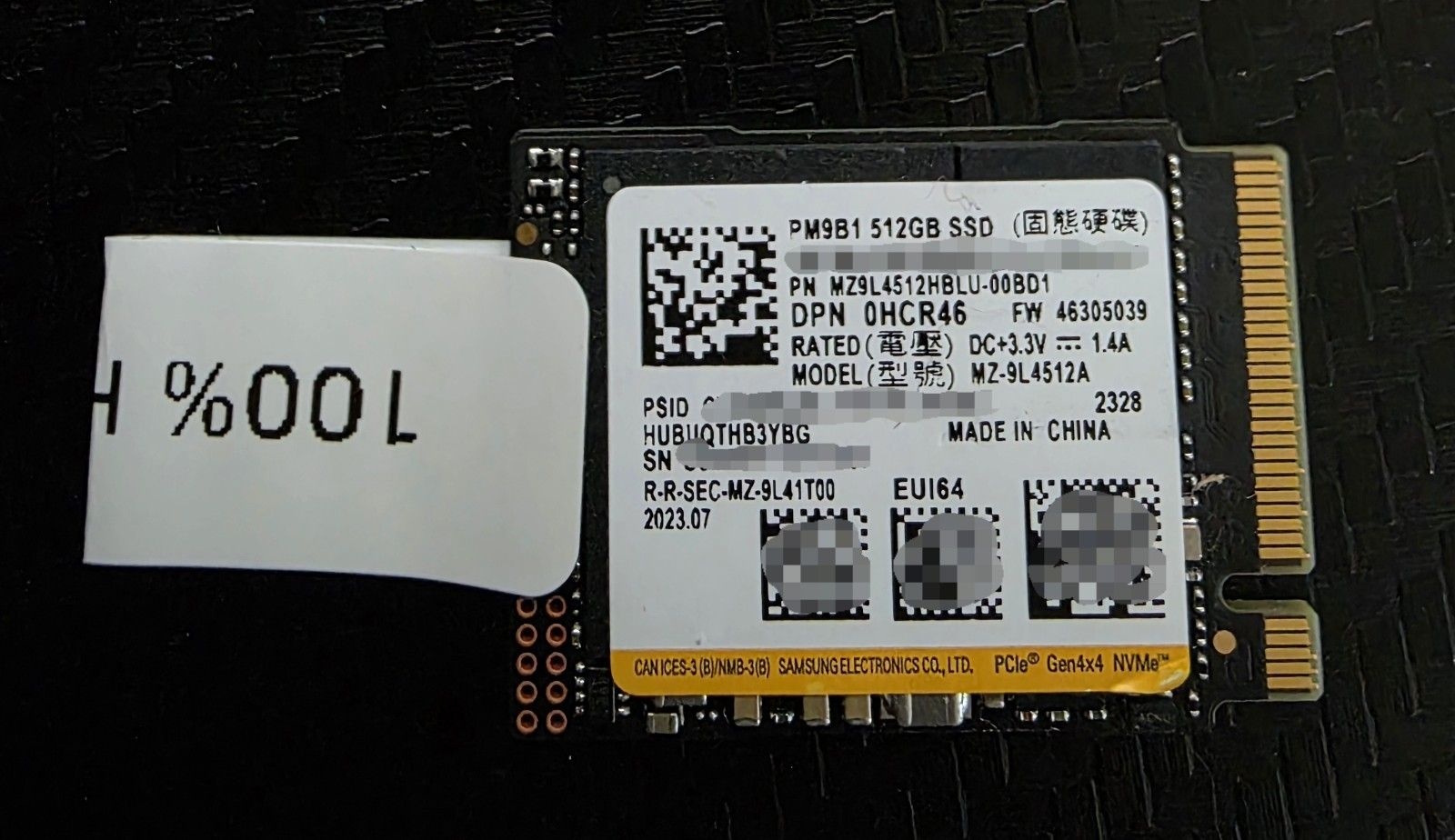 삼성 SAMSUNG [세금포함] [정품] PM9B1 512GB NVMe 2230 M.2 SSD 솔리드 스테이트 드라이브[세금포함] PCIe Gen4 x4 (100% Health) 3497