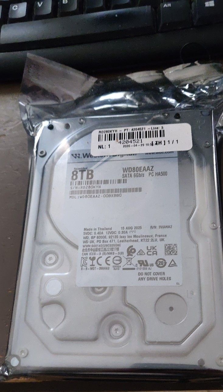 웨스턴 디지털 WD 블루 8TB PC 데스크탑 내장 하드디스크 드라이브 [세금포함] [정품] HDD 하드디스크[세금포함] 3.5 SA