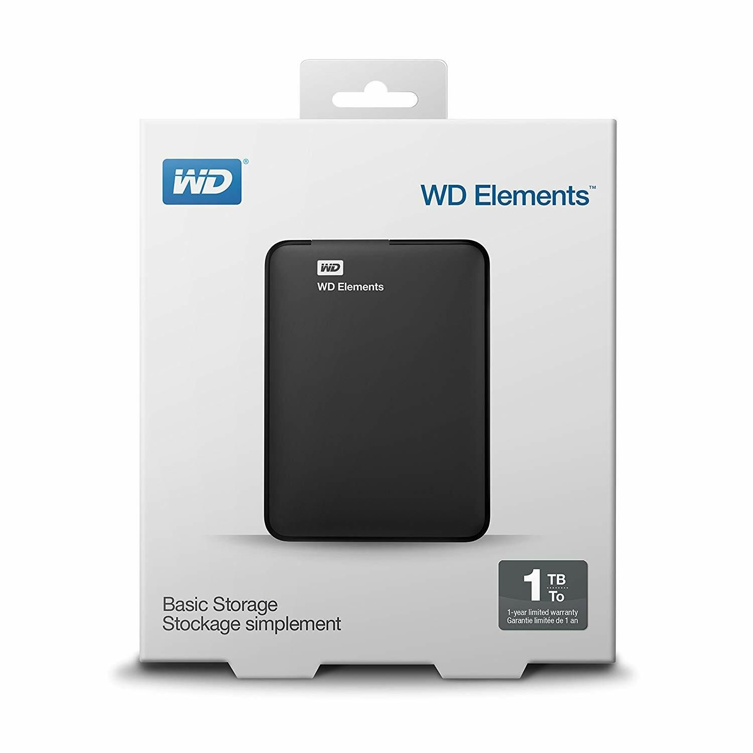 웨스턴 디지털 WD 1TB Elements 휴대용 외장형 HDD 하드디스크[세금포함] [정품] WDBUZG0010BBK-NESN USB 3.0 블랙 New PC 데스크