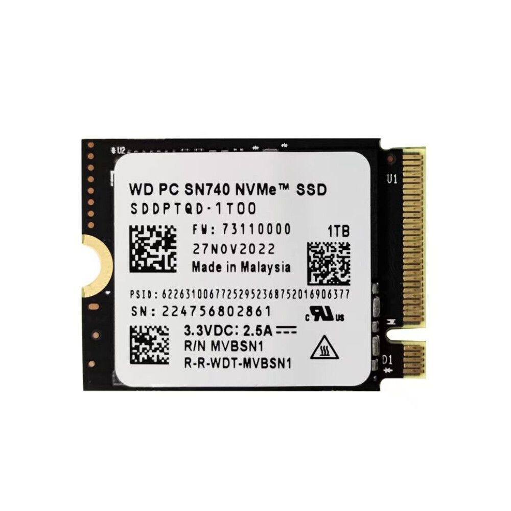 Western Digital 웨스턴 디지털 New WD SN740 1TB M.2 2230 SSD 솔리드 스테이트 드라이브[세금포함] [정품] NVMe PCIe4x4 For 스팀 증기 Deck ASUS