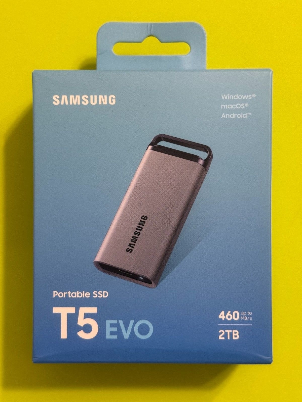 삼성 SAMSUNG [세금포함] [정품] T5 EVO 휴대용 SSD 솔리드 스테이트 드라이브[세금포함] 2TB , Up-to 460MB/s USB 3.2 Gen 1 그레
