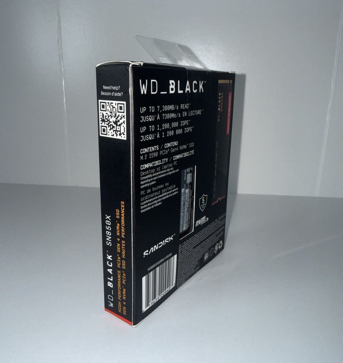 SanDisk WD_블랙 SN850X 2TB M.2 2280 NVMe PCIe Gen4 SSD 솔리드 스테이트 드라이브[세금포함] [정품] 7300MB/s DRAM WDBB9G0020BNC-WRWM 3