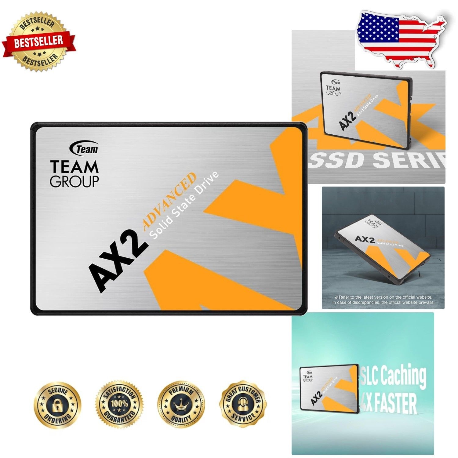 Unbranded AX2 1TB SSD 솔리드 스테이트 드라이브[세금포함] [정품] 2.5 SATA III Internal - Fast 540MB/s TLC NAND, PC/LAPTOP 랩탑 노트북 34985