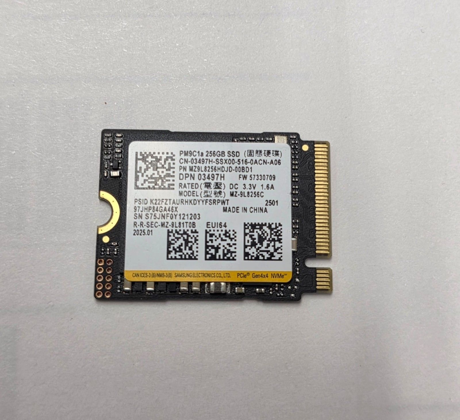 삼성 SAMSUNG [세금포함] [정품] Lot of 10 PM9C1a 256GB NVMe M.2 2230 SSD 솔리드 스테이트 드라이브[세금포함] PCIe Gen4 x4 MZ9L825