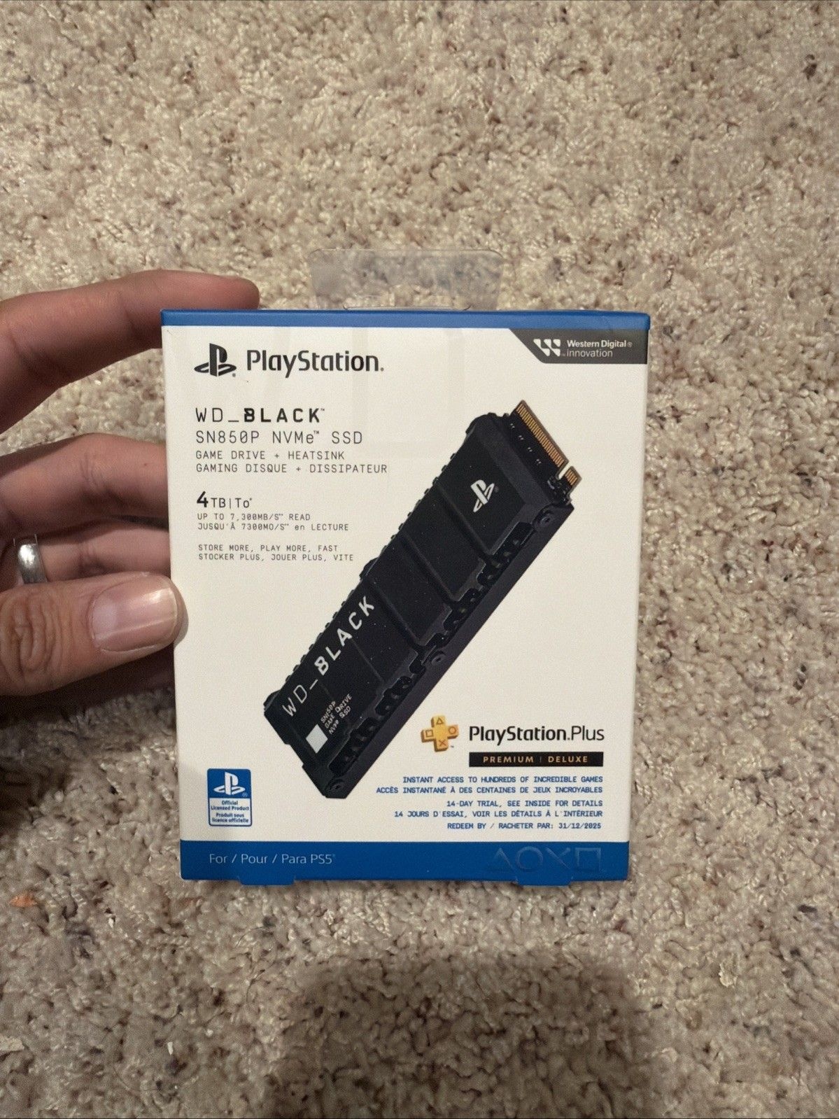 WD_블랙 WD 블랙 SN850P 4TB NVMe M.2 SSD 솔리드 스테이트 드라이브[세금포함] [정품] PS5 라이센스d Heatsink 7300MB/s for Console