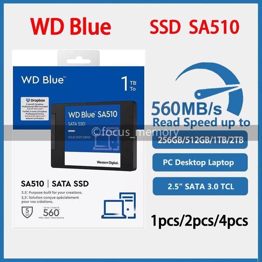 웨스턴 디지털 WD 블루 SSD 솔리드 스테이트 드라이브[세금포함] [정품] 250GB 500GB 1TB 2TB SA510 SATA Lot 3519032 156572941585