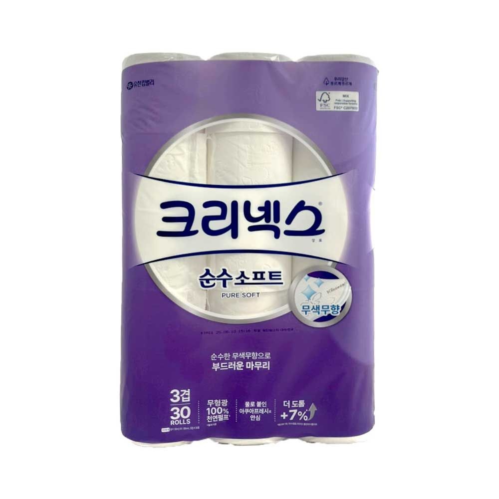 크리넥스 순수소프트 화장지 3겹 30m 30롤 1팩