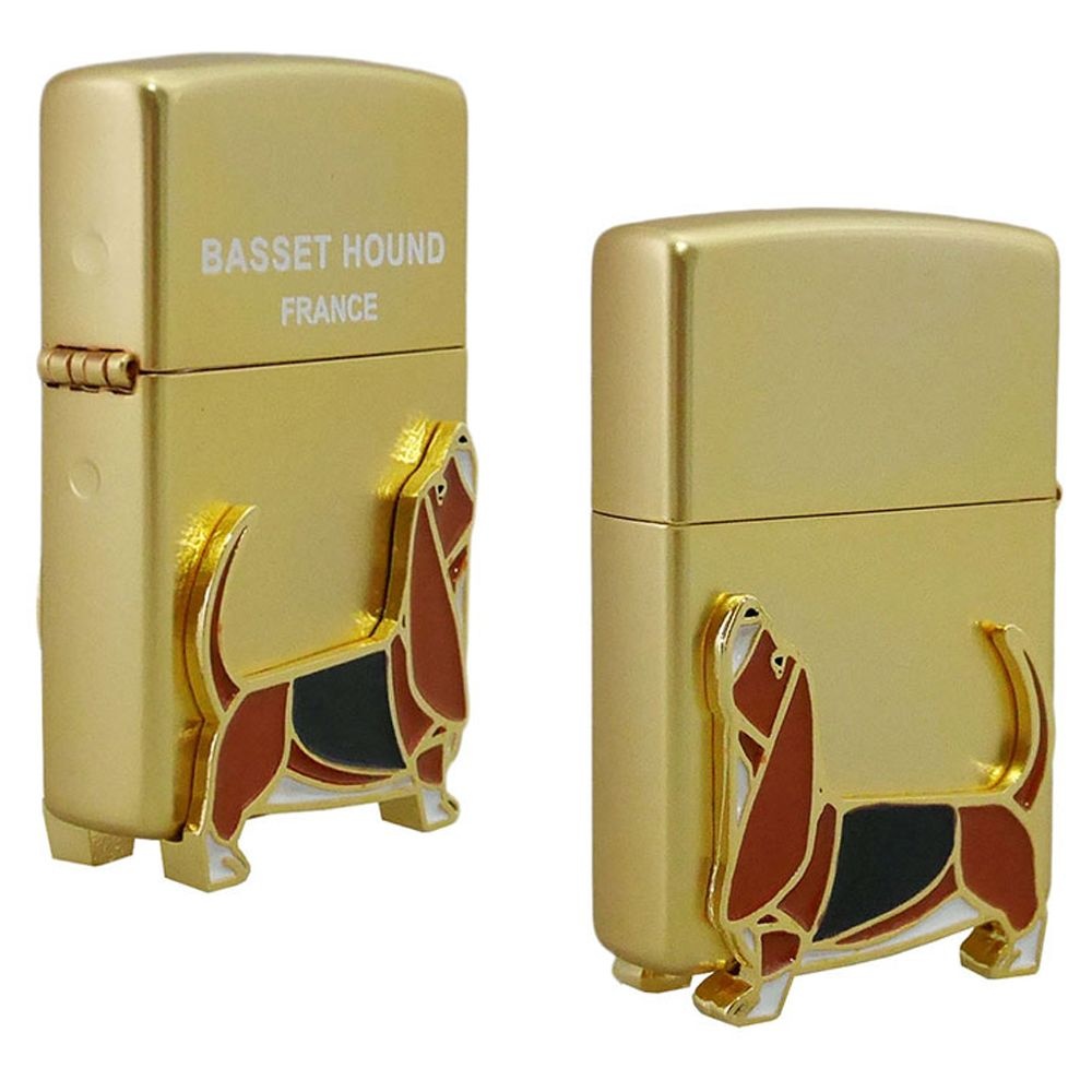 지포 ZIPPO 지포라이터 바셋하운드 강아지 프랑스 골드 엠블럼