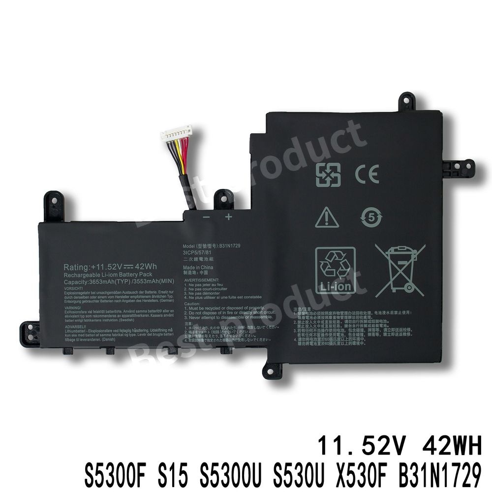[해외] 아수스 비보북 S15 S530U S5300U X530F S5300F 노트북 배터리 B31N1729 호환