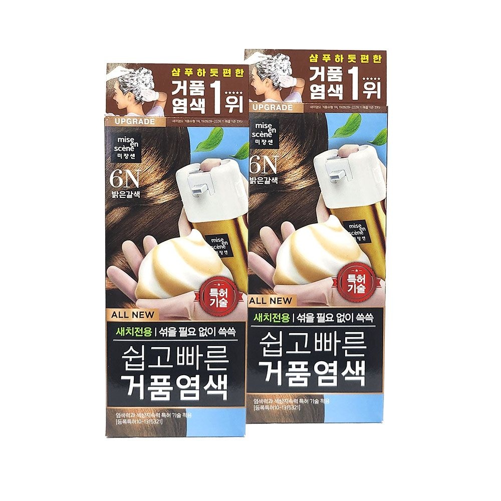미쟝센 올뉴 쉽고 빠른 거품염색약 6N 밝은갈색 x2개