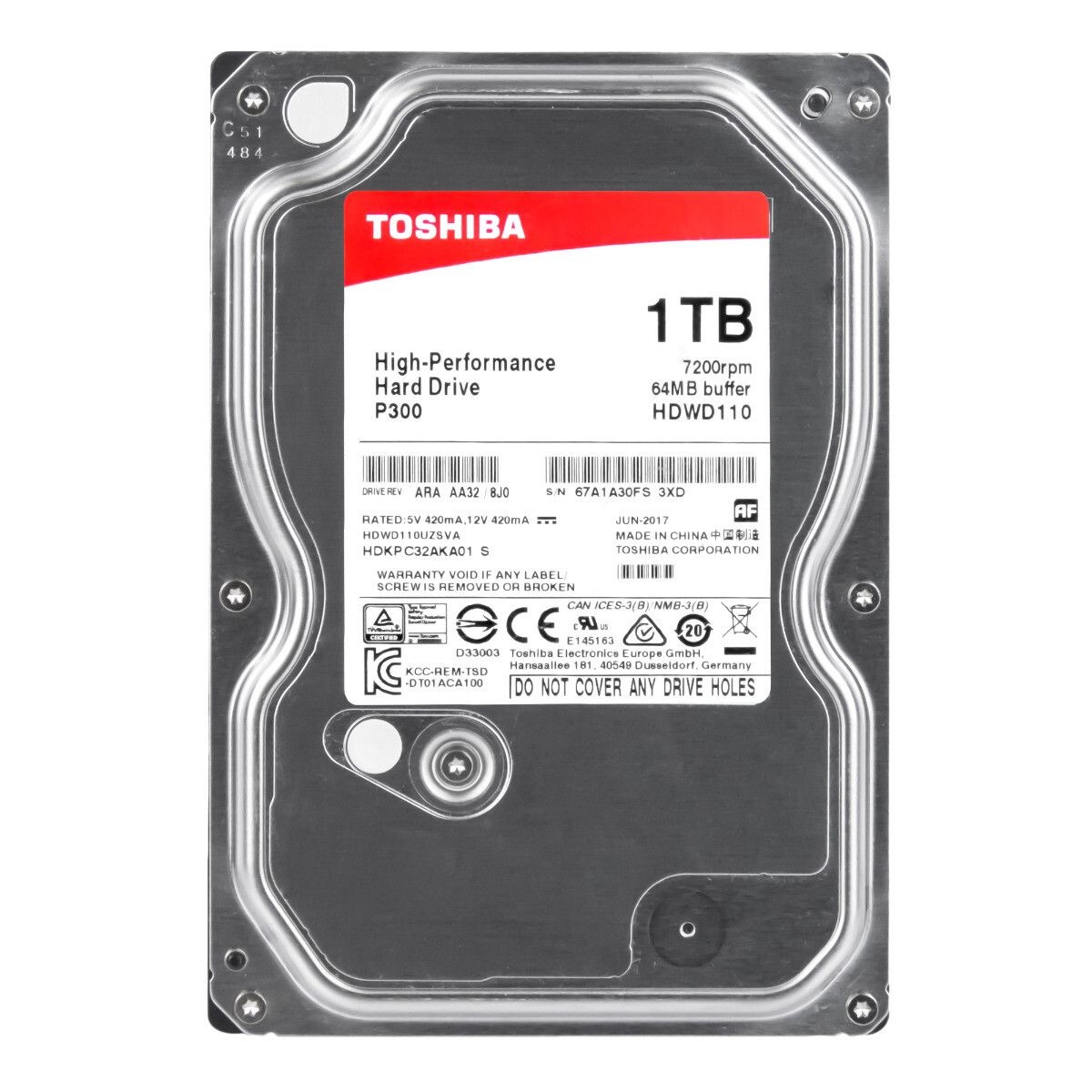 Toshiba 하드디스크 드라이브 [세금포함] [정품] P300 HDWD110 1TB 7.2K 64MB SATA III 3.5 3507423 406994285620