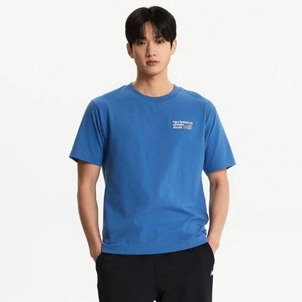 뉴발란스 [하프클럽]매장판 공용 그래픽 반팔 티셔츠 세미 오버핏 블루 MT41908 NBNEF22461-50