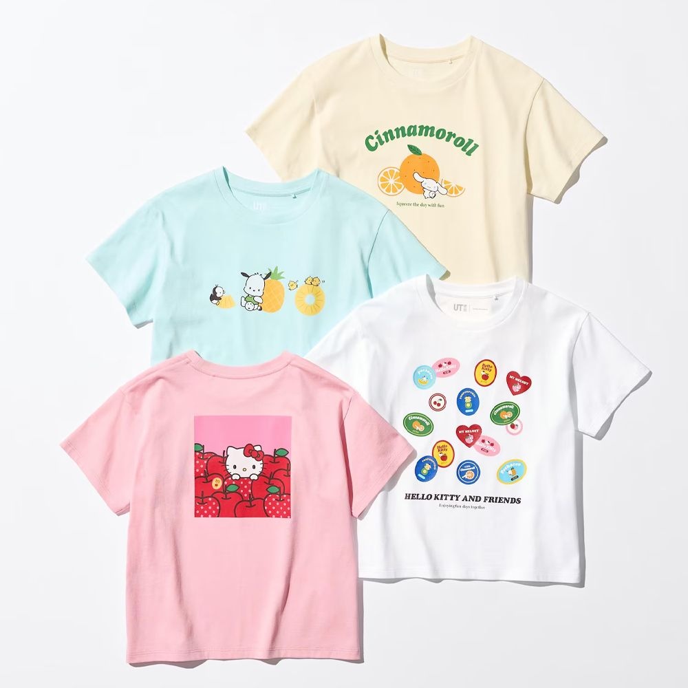 유니클로 산리오 캐릭터즈 UT 키즈 반팔 티셔츠 키티 시나모롤 여성 상의 이너 3컬러