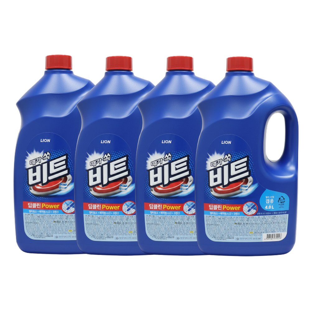 나비트 올메디 비트 딥클린 파워 액체 세탁 세제 일반 드럼 겸용 용기 4L 4개