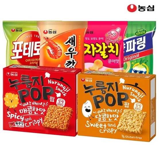[APP전용] 농심 누룽지팝4개+누룽지팝매콤한맛4개 /자갈치/새우깡 외 베스트상품
