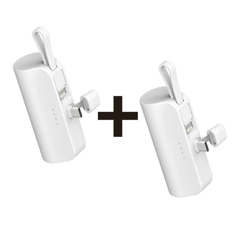 1+1 5000mAh 미니 도킹형 보조배터리 C타입 8핀케이블 일체형 2WAY 동시충전