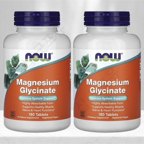 [해외] 나우푸드 마그네슘 글리시네이트 magnesium glycinate 180정 2개