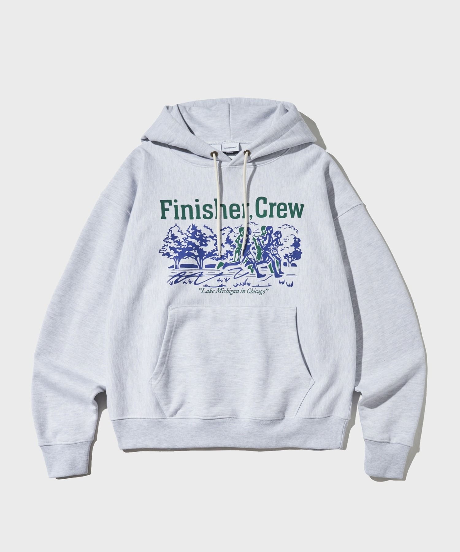 OUTSTANDING&CO 아웃스탠딩 OS25SSHD101M 남성 후드티 기모후드티 V.S.C HOOD SWEAT FINISHER CREW _1 MELANGE GRAY 4693526