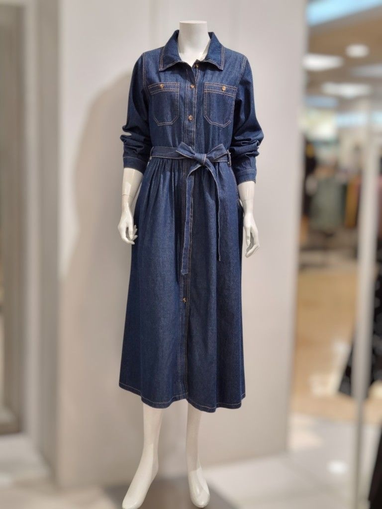베스띠벨리 품절임박 베스띠벨리 셔링 벨티드 롱 데님 원피스(BM-OKC7521-0) 2751598