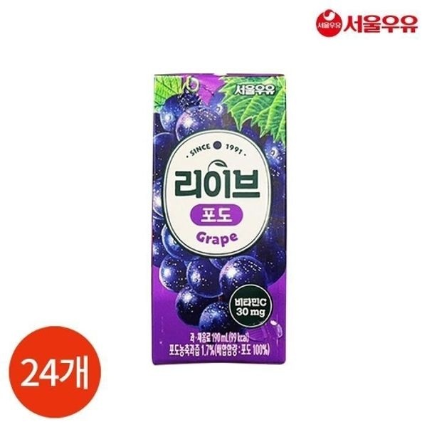 서울우유 리이브 포도 190ml x 24개