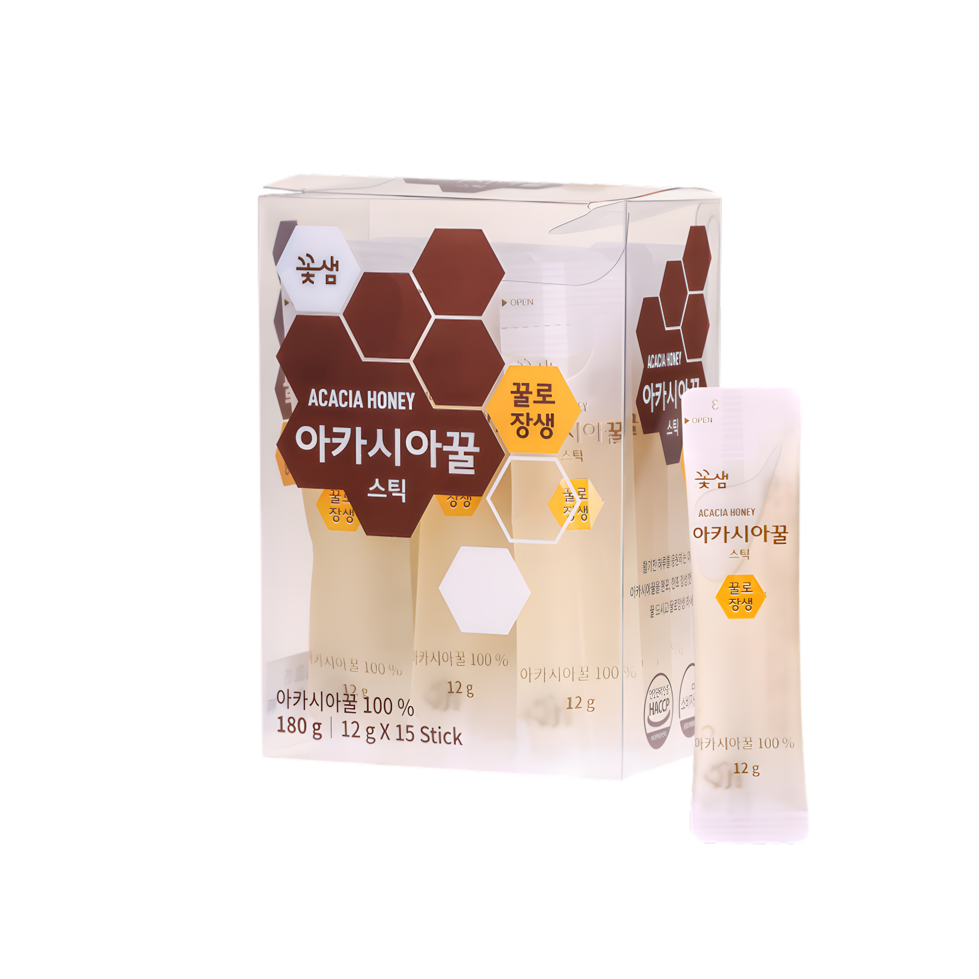 꽃샘식품 꽃샘 아카시아꿀 스틱 180g 15개입, 꿀로장생 벌꿀 국산 자연벌꿀 꿀차 에이드 샐러드
