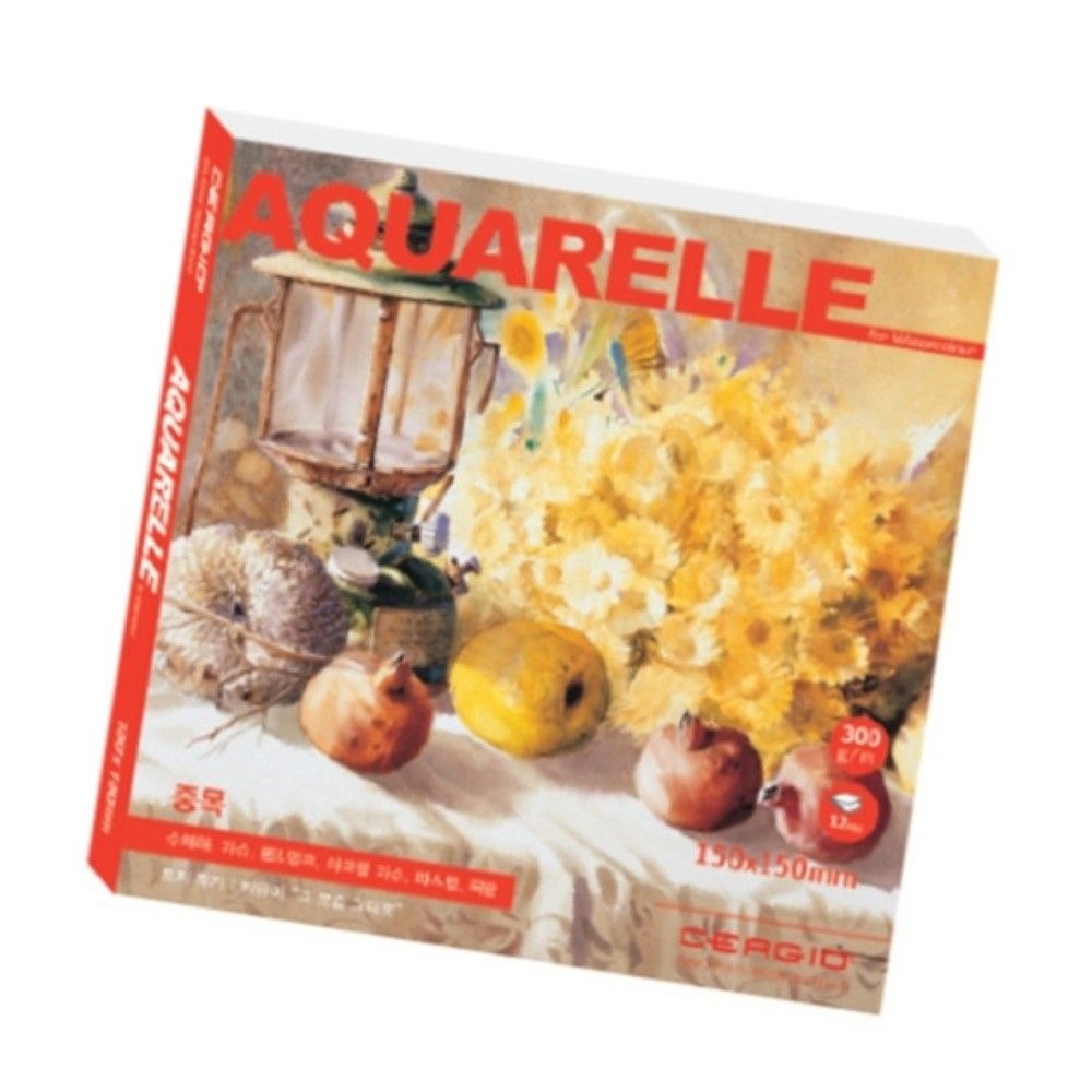 세르지오 아쿠아렐 수채패드 15X15CM 300G 12매 두꺼운도화지 그림스케치북 아크릴화종이