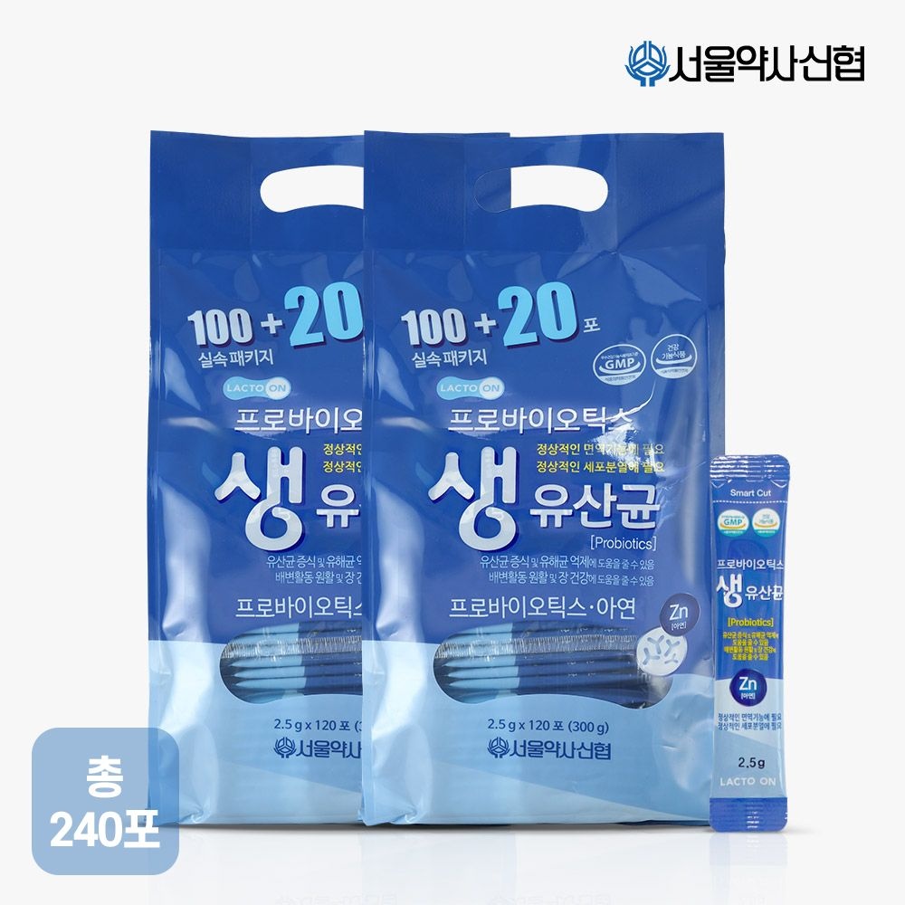 [롯데온]락토온 프로바이오틱스 생유산균 2.5g 120포 2개, 600g (23,540원/무료)