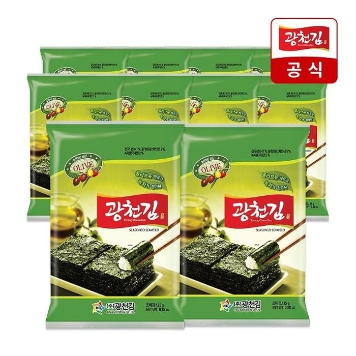 [광천김] 올리브 녹차 전장김 25g 10봉