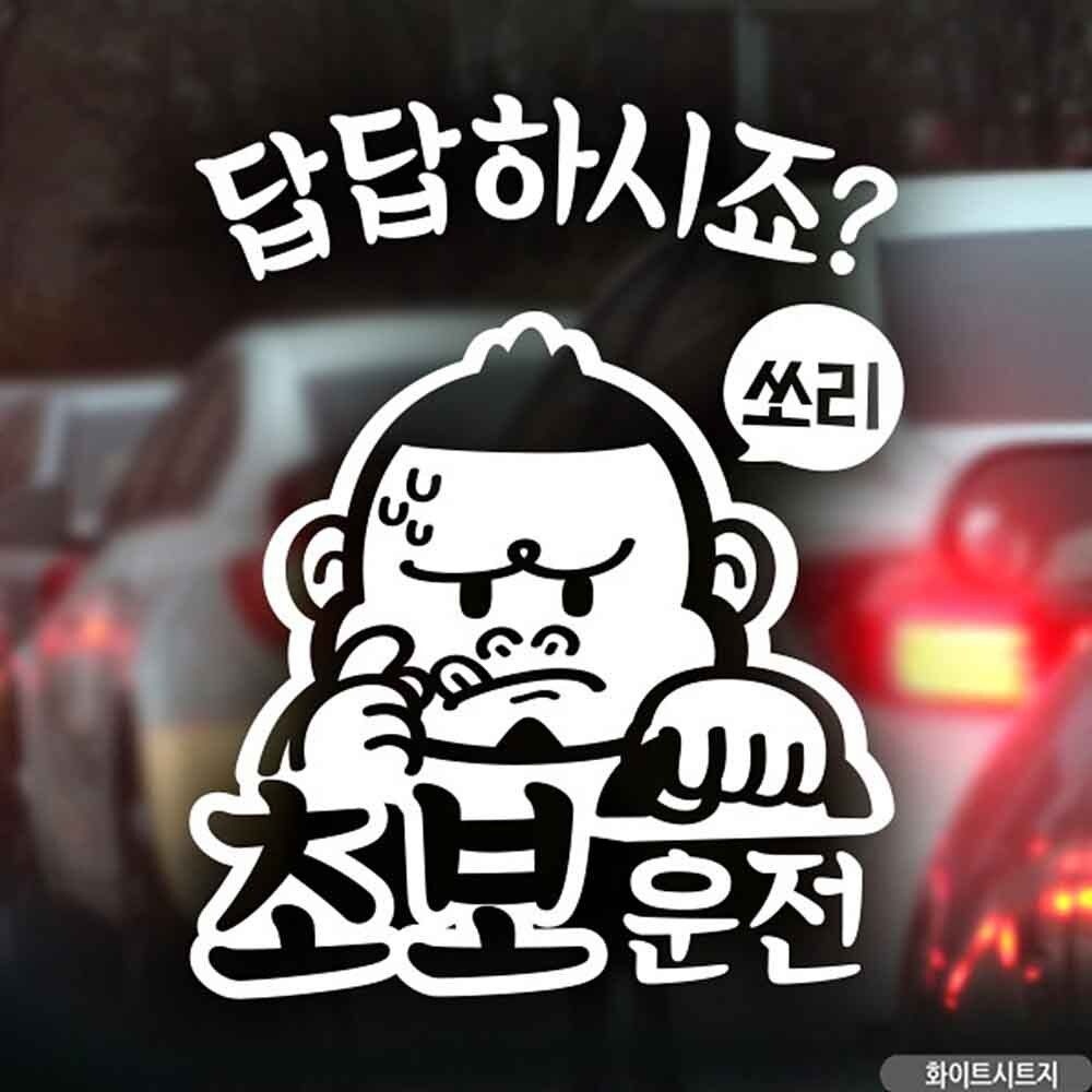[선물추천소협력사][오늘출발] 초보답답 싸나이 초보운전 화이트시트지 차량용스티커 차량용반사스티커