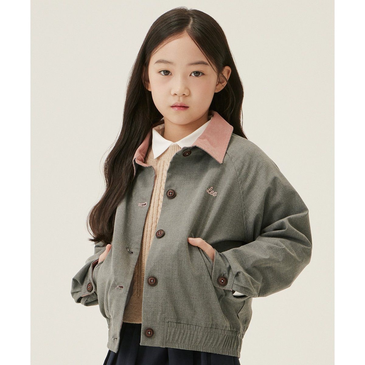 LEE (백화점상품)LEE LK2403JK71CH 공용 점퍼 재킷 아우터 스쿨 레귤러핏 체크 블루종 자켓