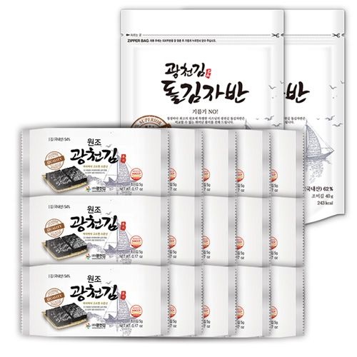 [온누리7%혜택][원조광천김]도시락김5g 15봉+김자반 2봉