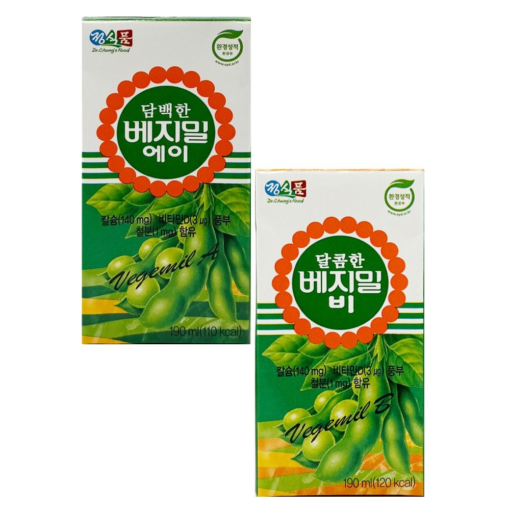 [온누리7%혜택]정식품 베지밀 A B 담백한 달콤한 맛 190ml x24팩 (담백한 두유 A 190ml 24팩)