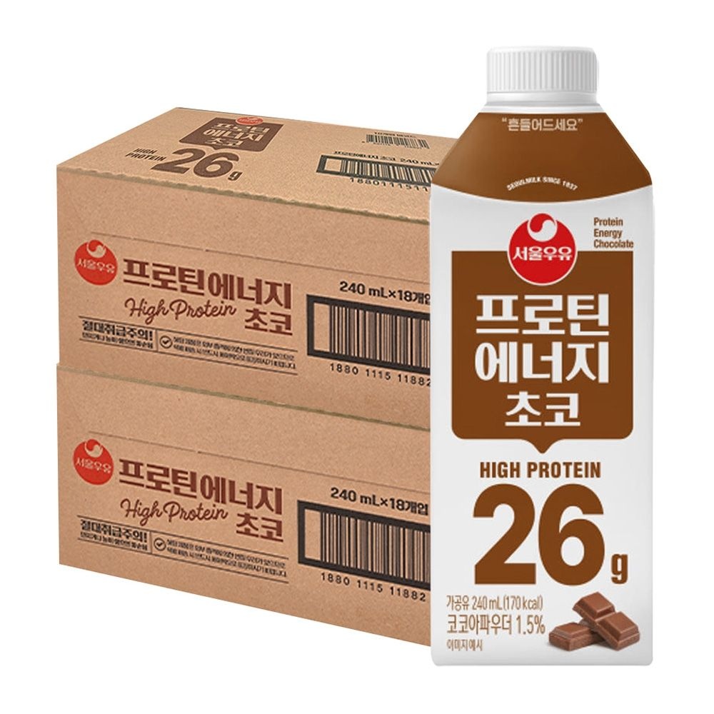 서울우유 프로틴 에너지 초코 우유 240ml 36개입