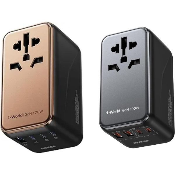 MOMAX [해외] MOMAX 모맥스 10 in 2 고출력 범용 여행용 어댑터 100W 170W GaN 글로벌 충전 허브 USB C PD 5개 A QC 3개 탑재 200개국 이상 노