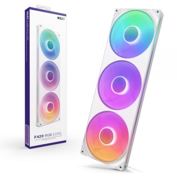 [해외] NZXT F420 RGB 코어 420mm 싱글 프레임 팬 유닛 140mm 3개 장착 속도 조명 제어 높은 정압 풍량 유체 동압 베어링 팬당 8개