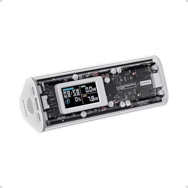 sharge [해외] SHARGEEK 170 파워 뱅크 총 170W 24000mAh 고용량 휴대용 충전기 스마트 디스플레이 탑재 IP66 방수 방진 140W PD3.1 배터리