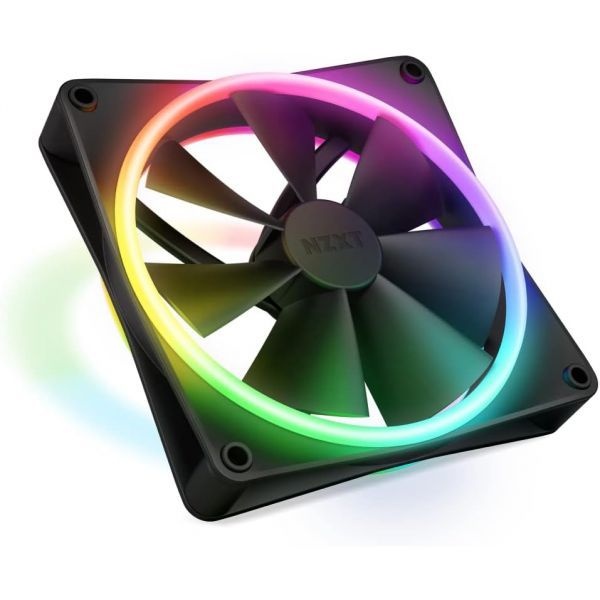 [해외] NZXT F140 RGB 140mm PWM PC 팬 높은 풍량 저소음 유체 동압 베어링 단품 CAM 소프트웨어용 컨트롤러 필요 LED 18개 블랙 2553
