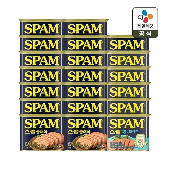 스팸 노캡형 클래식 340g x15개+라이트 340g x5개(총 20개)