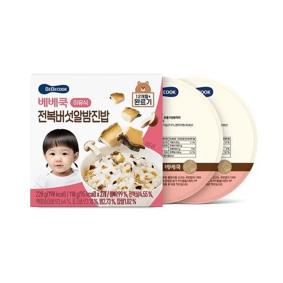 실온이유식 완료기 전복버섯알밤진밥 1박스 (110g x 2개입)