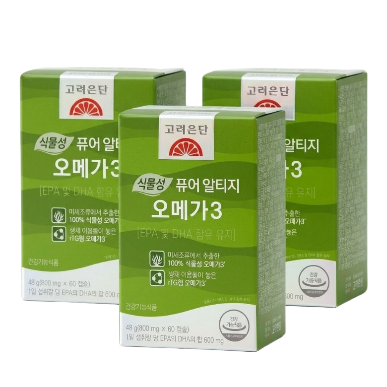 고려은단 식물성 퓨어 알티지 오메가3 60캡슐 3개 6개월분 하루커머스